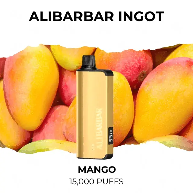 Alibarbar Ingot 15000 Mango disposable vape, Mango flavour, 15,000 puffs