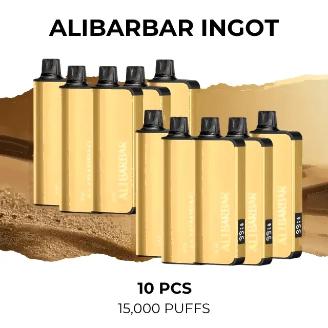 Alibarbar Ingot 15000 10-pack of disposable vapes, assorted flavours, 15,000 puffs each