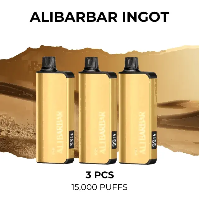 Alibarbar Ingot 15000 3-pack of disposable vapes, assorted flavours, 15,000 puffs each