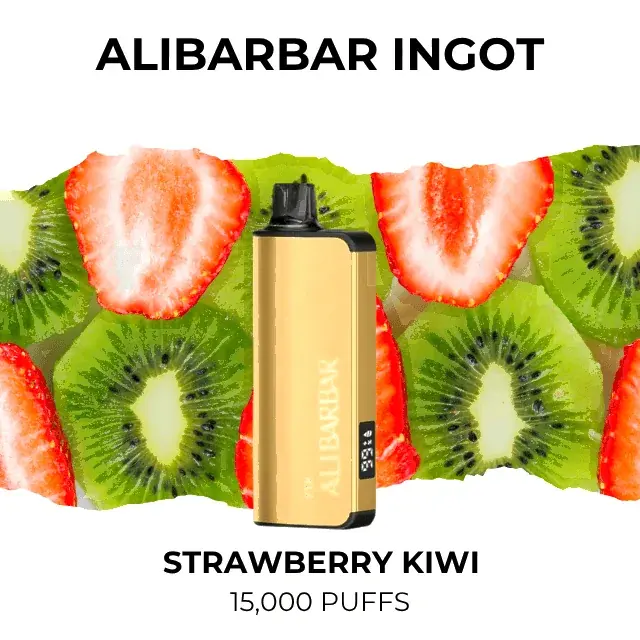 Alibarbar Ingot 15000 Strawberry Kiwi disposable vape, Strawberry Kiwi flavour, 9,000 puffs