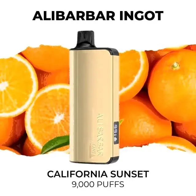 Alibarbar Ingot 9000 California Sunset disposable vape, California Sunset flavour, 9,000 puffs