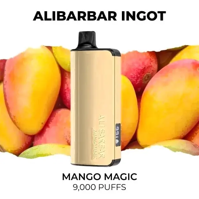 Alibarbar Ingot 9000 Mango Magic disposable vape, Mango Magic flavour, 9,000 puffs