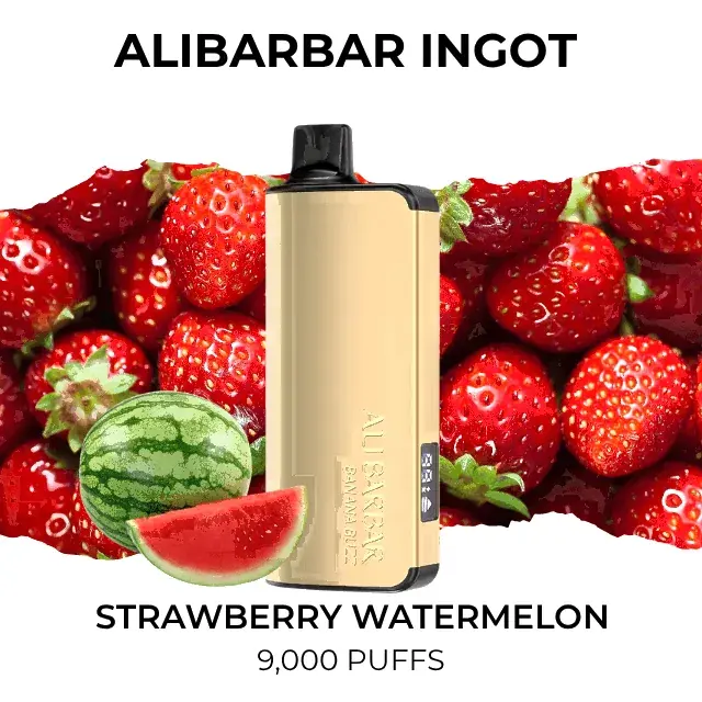 Alibarbar Ingot 9000 Strawberry Watermelon disposable vape, Strawberry Watermelon flavour, 9,000 puffs