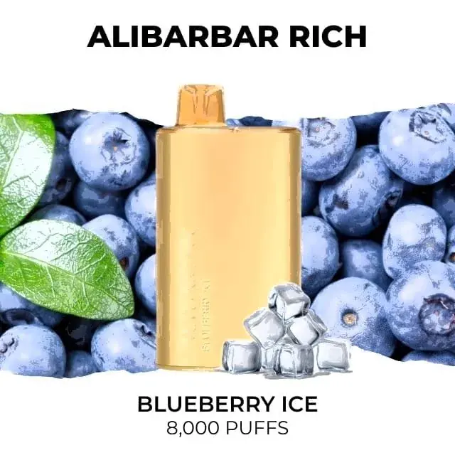 Alibarbar Rich 8000 Blueberry Ice disposable vape, Blueberry Ice flavour, 8,000 puffs