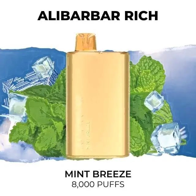 Alibarbar Rich 8000 Mint Breeze disposable vape, Mint Breeze flavour, 8,000 puffs