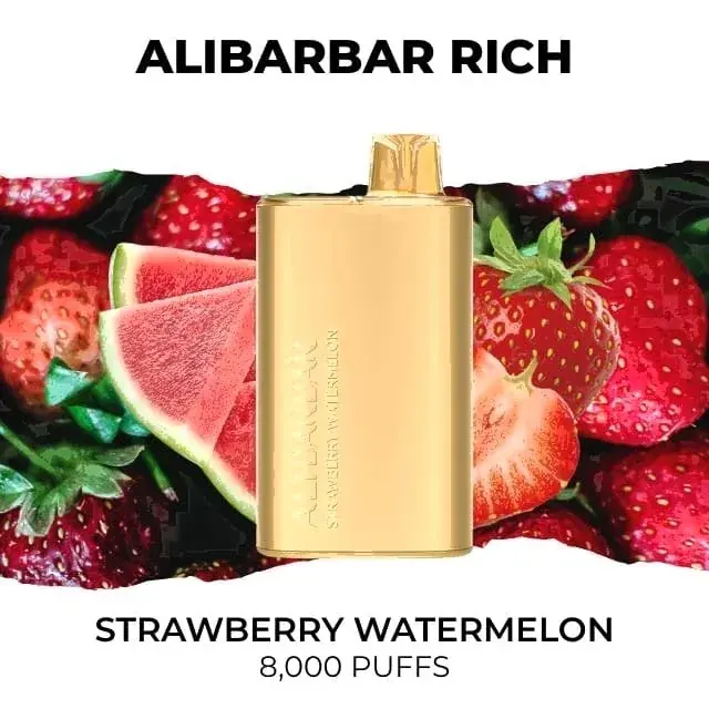 Alibarbar Rich 8000 Strawberry Watermelon disposable vape, Strawberry Watermelon flavour, 8,000 puffs