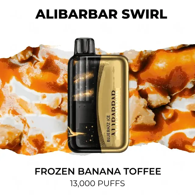 Alibarbar Swirl 13000 Frozen Banana Toffee disposable vape, Frozen banana toffee flavour, 13,000 puffs