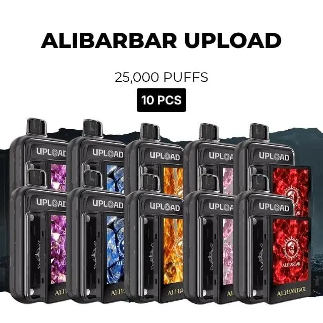 Alibarbar Upload 25000 10-pack of disposable vapes, assorted flavours, 25,000 puffs each