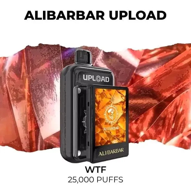 Alibarbar Upload 25000 WTF disposable vape, WTF flavour, 25,000 puffs